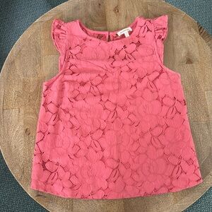 Monteau lace tank with lace cap sleeve blouse